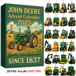 John Deere J&otilde;ulukalender 2025, 2D Lame Akr&uuml;&uuml;l P&otilde;llumajandustehnika Kollektsioon 24 Traktori Kaunistusega, Vanaaegse Disainiga M&auml;nguasi Lastele J&otilde;uludeks S&uuml;nnip&auml;evakingiks roheline