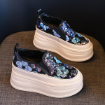 T&auml;histage Sequin Lillega Naiste Platvormtossud Kiilud Naiste Kasvu Suurendavad Daamide Hingavad Vabaaja Slip-on Naiste Kingad 35 must