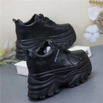 Moodne 12CM Mikrokiud Nahast Platvormkiiluga Moodne Mary Jane Paksude Kontsadega Kevadine Paks Sneaker S&uuml;gislikud Kingad 34 must