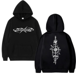 2025 Korea Ateez muusikas&otilde;prade kahepoolselt tr&uuml;kitud dressipluus Unisex mood Fliisist kapuutsiga dressipluus Mehed naised Vabaaja pikkade varrukatega pullover L black