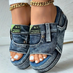 Platvorm Naiste Sussid Uued Suvised Elegantsed Denim Sandaalid Mugavad Slip-on Kingad Rannas K&auml;imiseks Sussid Vabaaja Klipid Naistele 35 sinine