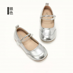 Girls' Leather Shoes Spring and Autumn New Children's Princess Shoes Girls' Soft Sole Flats Fashion silver Girls' Leather Shoes 30Inner Length18.0cm h&otilde;bedane hall v&auml;rv