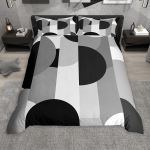Homewish Abstraktse triibuga tekikottide komplekt, Geomeetriline poolringikujuline voodikomplekt, Moodne kaasaegne minimalistlik tekikatte komplekt AU S 140x210cm 2pcs&set