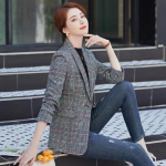 Naiste kevad- ja s&uuml;gisese &otilde;huke vabaaja ruuduline bleiser XL hall