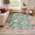 Paparatsiliste lilledega piirkonnamatt Vintage disainiga &Uuml;lipestav libisemiskindel plekkikindel matt elutuppa, magamistuppa, kodu kaunistuseks 120x160cm gray