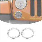 For Jeep Wrangler JK 07-17 2pcs Front Bumper Turn signal light Cover trim Chrome