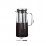 1000/1400ML Klaasist k&uuml;lmpruulitud kohvikann filtriga 4-8 tassile Veepudel Ekstraheeritud Espressokohvimasin Mahlukann koju
