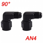 2Pcs 4AN 6AN 8AN 10AN 12AN Black Female to Male Union Flare 45 Degree 90 Degree Swivel Oil Fuel Hose Fitting Adapter Aluminium 2Pcs AN4 90Degree