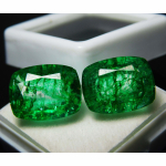 Naturaalne roheline Colombia smaragd 18,4 ct cushion l&otilde;ikega sertifitseeritud lahtine v&auml;&auml;riskivi 14.8 mm approx. roheline