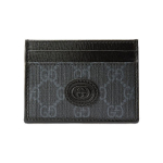 Gucci GG Supreme Logo Interlocking Double G Mitme kaardipesa Tugevdatud l&otilde;uend ja nahast kaardihoidja Meeste kaardihoidja Tumehall Must 673002-92TCN-1000 Gift Set(Basic Set+Box+Shopping Bag)