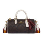 Coach Lacey 19 Klassikaline Monogramm Prindi T&otilde;mblukuga Kinnisega Eemaldatav &Otilde;larihm Boston Koti Naiste k&auml;ekotid Pruun Kriit-Valge CB874-IMDGQ Basic Set (Bag+Dust Bag)