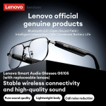 Originaal Lenovo GS105 4K Nutikad Juhtmevabad Prillid Bluetooth 6.0 AI P&auml;ikeseprillid HD Vabak&auml;ek&otilde;ned Muusika K&otilde;rvaklapid ENC M&uuml;ra Summutus Kahepoolne Mikrofon must