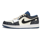 Jordan Air Jordan 1 Wearing Brocade At Night Slip Resistant Abrasion Resistant Low top Vintage Basketball Shoes Men's 553558-414(team246-) 44.5 white