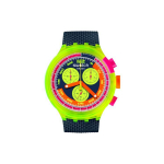 Swatch Neon Series Kvartsliikumisega 30 Meetrit Veekindel Kell 47 Mm Roheline Tihvt Bio-p&otilde;hine Materjalist Korpus Bio-p&otilde;hine Materjalist Rihm SB06J100 Green