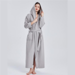 Unisex kiiresti kuivav puuvillane vahvelkapuutsiga hommikumantel - kerge ja pehme suveks M (Length 112*Chest 112*Sleeve 50) hall v&auml;rv