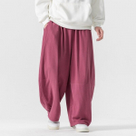 2026 Streetwear Meeste Laiad P&uuml;ksid Puuvillane Linane Vabaaja Haremip&uuml;ksid Mehelik &Uuml;lesuurusega Vintage L&otilde;tv Meeste Jooksusp&uuml;ksid L veinipunane v&auml;rv