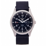 SEIKO 5 seeria 100 meetrit veekindel Automaatne nailonrihm 40,5 mm meeste k&auml;ekell must sihverplaat SNZG15K1 must