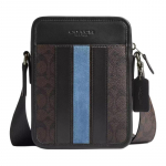 COACH Sullivan 16 kolledži triipudega disainiga kaetud l&otilde;uendist ja seemisnahast ning vasikanahast &otilde;la-crossbody kott mini unisex paarimudel gunmetal hall hall v&auml;rv