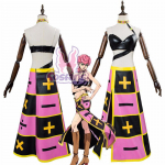 Trish Una Cosplay Kost&uuml;&uuml;m Roosa Parukas Anime Jojo Bizarre Stone Ocean Adventure Trish Cicciolina Aluspesu Kleit Kaelakee &Uuml;likond S