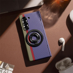 Luksuslik Trendikas S&uuml;sinikkiust Mustriga Hinge-standiga &Uuml;mbris Samsung Galaxy Z Fold 7 6 5 4 3 5G jaoks 360 Kraadi T&auml;ielik Kaitse Fold Kate Galaxy Z Fold6 lilla