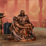 Renessanssistiilis Piet&agrave; puuskulptuur, K&auml;sitsi nikerdatud Maarja ja Kristuse t&auml;isskulptuur, Maamees katoliiklik kristlik laual dekoratsioon (as the picture,4 Inches(10.16cm))