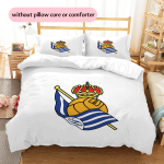 Real Sociedad Mustriga Voodipesu Tekikott Komplekt Kodu Kaunistus Kingitus (1 * tekikott + 2 * padjap&uuml;&uuml;ri ilma s&uuml;damikuta) 135x200cm