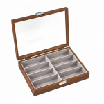 Puidust p&auml;ikeseprillide karp Puidus&uuml;&uuml;ga viimistlus Korraldaja L&auml;bipaistev kaas Prillide vitriinkarp 8-slot Blk Walnut a brown