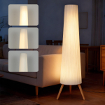 LED-p&otilde;randalamp elutuppa, h&auml;mardatav, puidust, statiiviga, jalgpalliga l&uuml;litatav, 46 x 46 x 153 cm, valge 46 x 46 x 153 cm valge