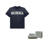 Balenciaga meeste teibit&uuml;&uuml;pi keskmise l&otilde;ikega T-s&auml;rk Must pleekinud 739784TOVA91055 XL-Original Gift Bag + Original Gift Box must