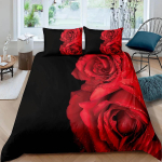 Vintage Punase Roosi Prindiga Tekikate Voodipesukomplekt Tekikate Padjap&uuml;&uuml;r 2/3-osaline Komplekt Romantiline S&otilde;brap&auml;eva Kingitus 135x200cm