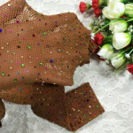 Naiste Seksikas Rhinestone Decor V&otilde;rk-elastsed sukad Kalav&otilde;rksukkp&uuml;ksid Sukkp&uuml;ksid