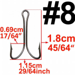 P&uuml;&uuml;gikonks 50 tk/komplekt, topelthaaravad teravad konksud #1/2/4/6/8 8