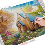 Teemantmaaling 5D maja t&auml;isruumi teemanttikandid Maastikupilt Rhinestone teemant 20X30