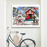 Teemantmaali maastik T&auml;ielik teemantmosaiik K&uuml;lm talv linnud t&auml;is&uuml;mmargused teemanttikandid 20X30CM