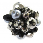 Les Tr&eacute;sors De Lily [M2573] - Bague cristal 'Sissi' gris anthracite - 4 cm hall