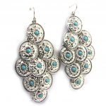 Les Tr&eacute;sors De Lily [N3121] - Boucles 'Navajos' turquoise argent&eacute; t&uuml;rkiissinine