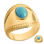 Bague Plaqu&eacute; Or 'Cleopatra' turquoise dor&eacute; - 22 mm 56 t&uuml;rkiissinine