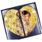 Les Tr&eacute;sors De Lily [Q6441] - Set de 2 plateaux coupelles verre 'Gustav Klimt' (le baiser) - 24x14 cm chacun kollane