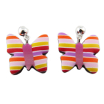 Les Tr&eacute;sors De Lily [R1332] - K&auml;sitsi valmistatud k&otilde;rvar&otilde;ngad 'Colombine & Harlequin' lilla oranž (liblikad) - 17x13 mm lilla