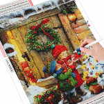 5D DIY teemantmaaling J&otilde;ulupuu p&auml;rg t&auml;isruudukujuline ristpistes teemanttikandid maastik lumi kodukaunistus Full Round (20X30CM)