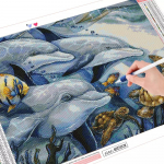 5D teemantmaaling Loomade kilpkonna pildid kividest Teemanttikandid Ristpistes Delfiin Mosaiik Dekoratsioon Full Round (20X30CM)