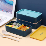 Kaasaskantav l&otilde;unakarp lastele Kooli mikrolaineahjus plastikust Bento kast koos liigutatavate lahtritega salati-puuvilja toidukonteinerite kast sinine