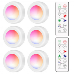 LEDid Puck Light kapi valgustus kaugjuhtimispuldiga 16RGB kapivalgustiga 10 dimmeri taimeri funktsiooniga juhtmevabalt 6pcs