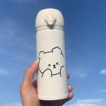 Cure Bear Water Cup Girls Lihtsa vaakumkolvi suure mahutavusega veepudeli kukkumiskindla kaasaskantava lastetopsi k&otilde;rge v&auml;&auml;rtusega Korea versioon 350mL