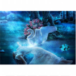 HUACAN 5D DIY Teemantmaaling T&uuml;druk Full Square Uus Saabumine Teemanttikandid Luikede j&auml;rve teemantmosaiikballeti sisekujundus koju Full Square 20*30 cm