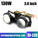 130 W 2X Bi-LED h&uuml;perboloidprojektori l&auml;&auml;tsed H1 pirn 9005 9006 H4 H7 LED-lambid esitulede autostiili jaoks.