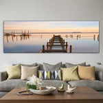 Maastik Rahulik j&auml;rv Kuldne pikk silla puustseen L&otilde;uendimaal moodsa seinakunsti jaoks Elutuba Magamistuba Kodukaunistus Ilma raamita 60*120cm