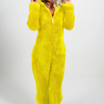 Suures suuruses 5XL naiste pluss sametist paksu villane kampsun kodu kapuutsiga pidžaama S kollane