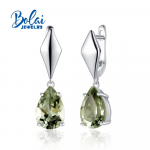 Uus disain Naturaalne brasiilia Roheline amet&uuml;st Klambriga k&otilde;rvar&otilde;ngas 925 h&otilde;bedane peen ehe Pirn 8*12mm naistele M roheline