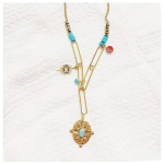 Les Tr&eacute;sors De Lily [R6385] - Disainterasest kaelakee  Cl&eacute;opatra  t&uuml;rkiissinine kuld - 42x17 mm t&uuml;rkiissinine